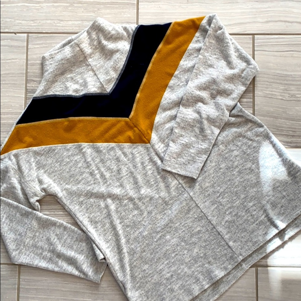 Navy and Gold color blocked top
